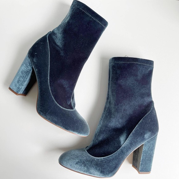 NWOT Sam Edelman Teal Velvet Calexa Sock Booties Size 7 - Picture 2 of 8